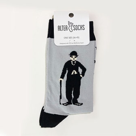 Unisex Charlie Chaplin Printed Socks - Picture 1 of 2
